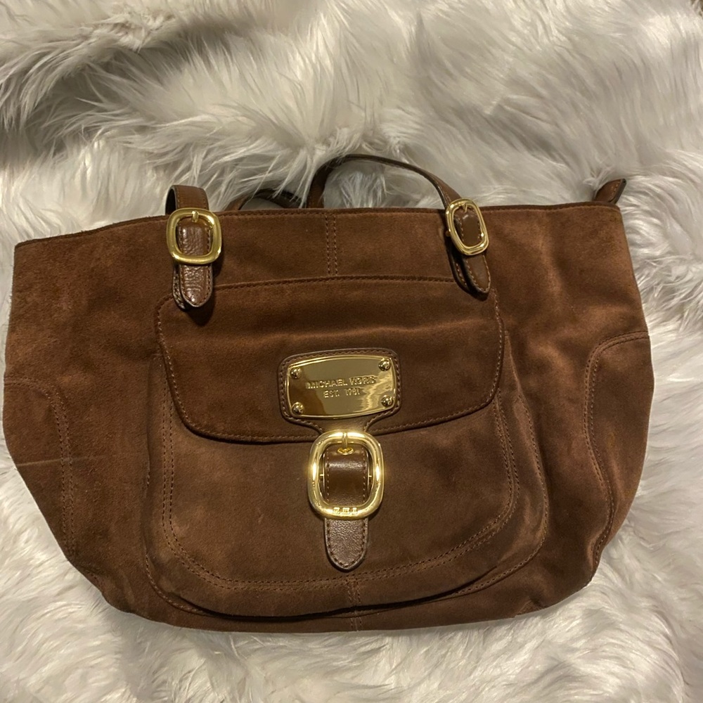 💯💯 Michael Kors Shoulder Brown Suede Shoulder Tote